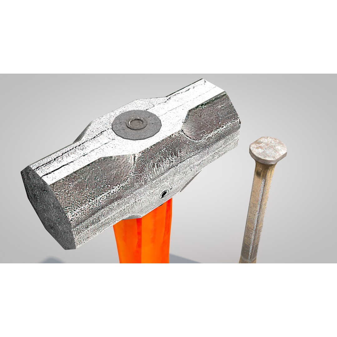 Sledgehammer and Chisel 3D Model – PBR Textured Construction Tools - View 4