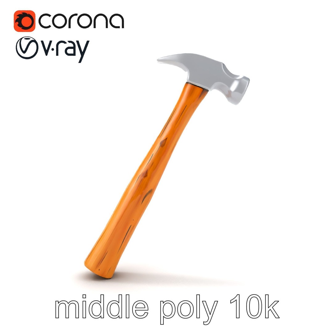 Claw Hammer 3D Model – Low Poly Tool Asset, FBX & PBR Textures
