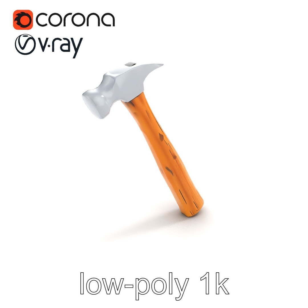 Claw Hammer 3D Model – Low Poly Tool Asset, FBX & PBR Textures - View 10