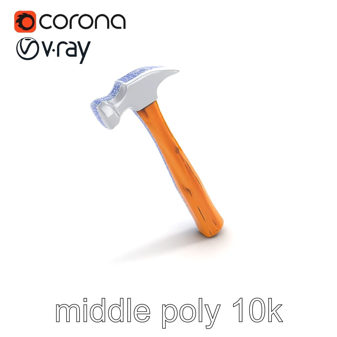 Claw Hammer 3D Model – Low Poly Tool Asset, FBX & PBR Textures - View 12