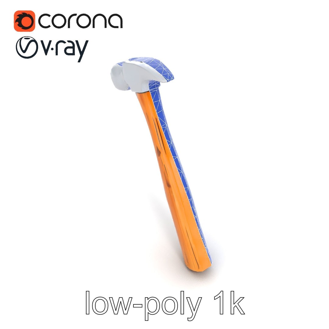 Claw Hammer 3D Model – Low Poly Tool Asset, FBX & PBR Textures - View 14