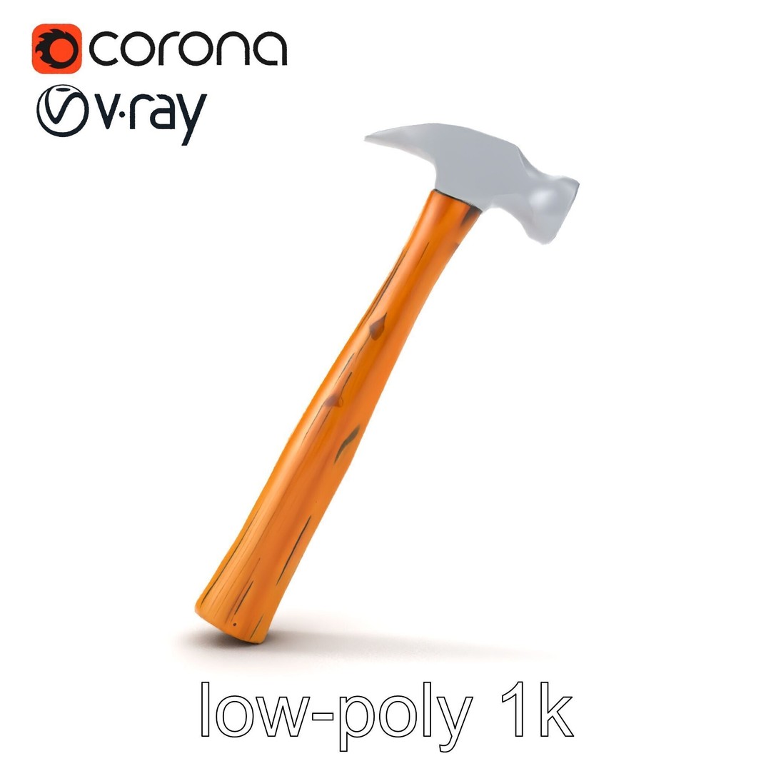 Claw Hammer 3D Model – Low Poly Tool Asset, FBX & PBR Textures - View 15