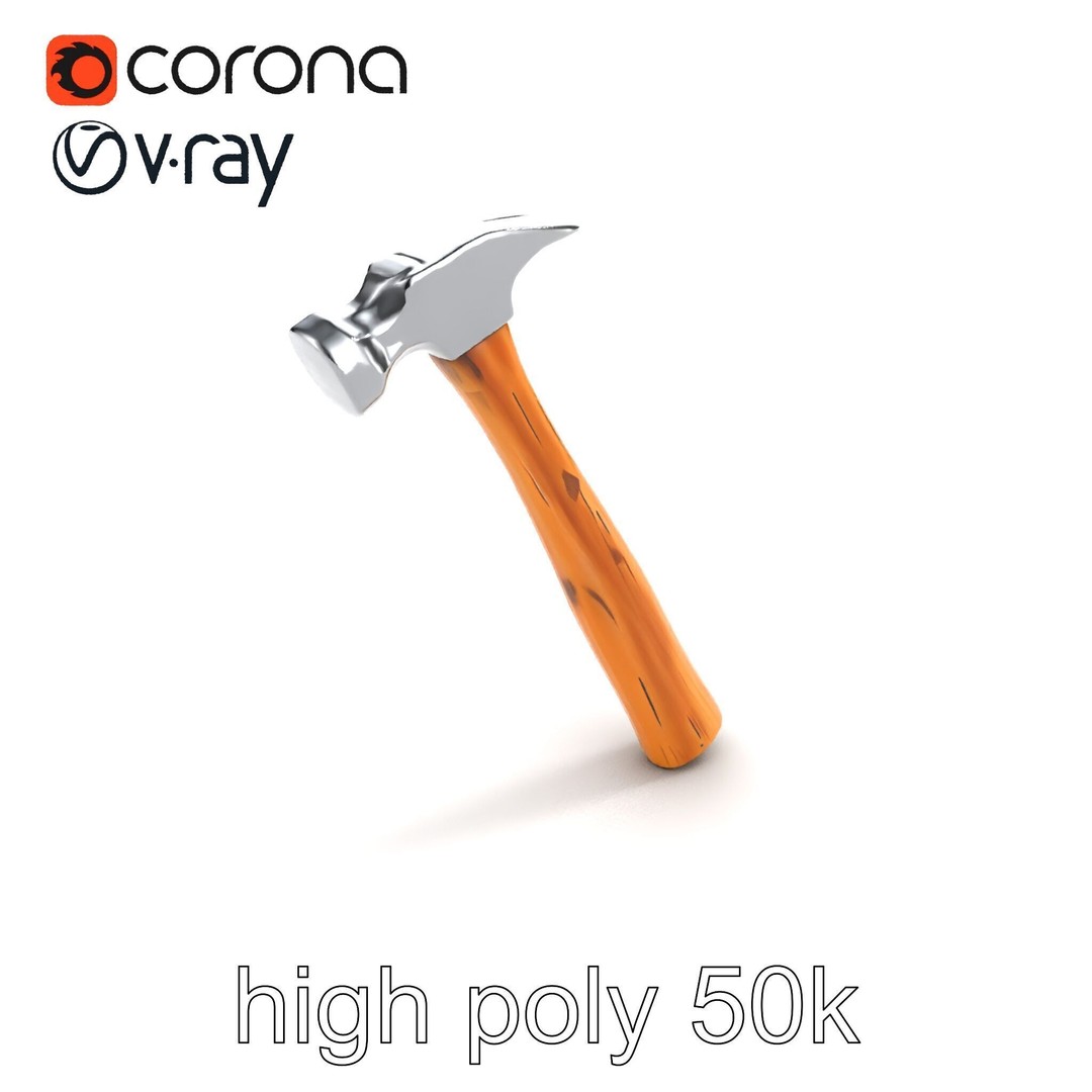 Claw Hammer 3D Model – Low Poly Tool Asset, FBX & PBR Textures - View 16