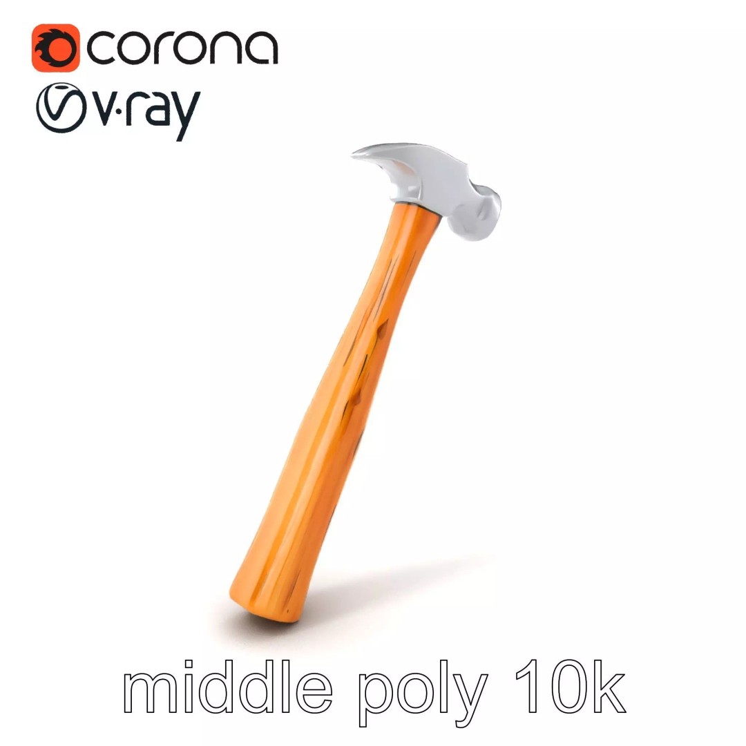 Claw Hammer 3D Model – Low Poly Tool Asset, FBX & PBR Textures - View 2