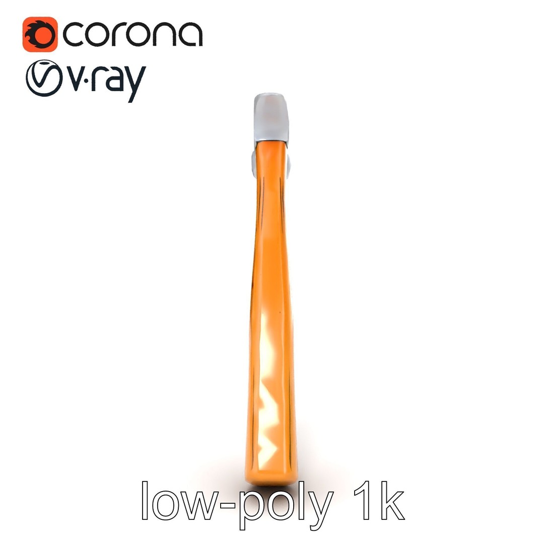 Claw Hammer 3D Model – Low Poly Tool Asset, FBX & PBR Textures - View 23