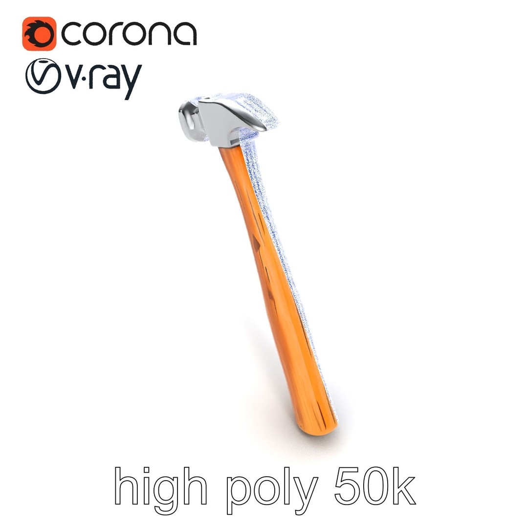 Claw Hammer 3D Model – Low Poly Tool Asset, FBX & PBR Textures - View 24