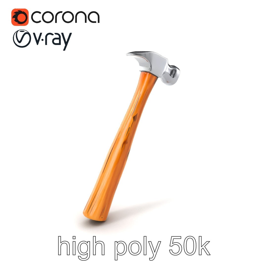 Claw Hammer 3D Model – Low Poly Tool Asset, FBX & PBR Textures - View 3