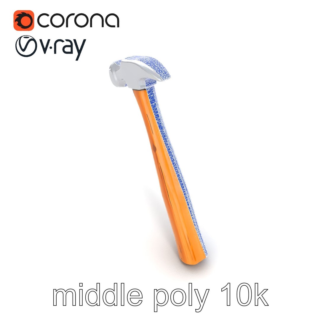 Claw Hammer 3D Model – Low Poly Tool Asset, FBX & PBR Textures - View 30