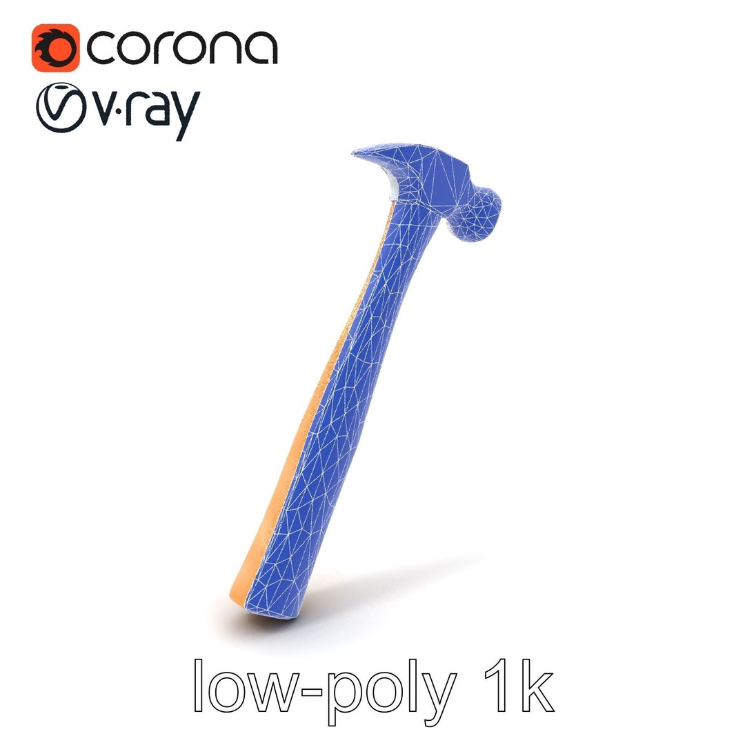 Claw Hammer 3D Model – Low Poly Tool Asset, FBX & PBR Textures - View 8