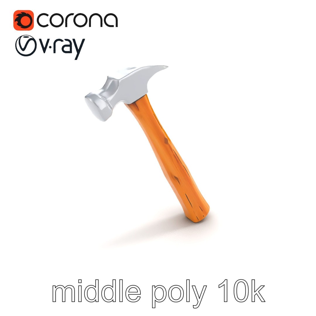 Claw Hammer 3D Model – Low Poly Tool Asset, FBX & PBR Textures - View 9
