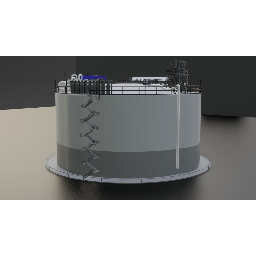Low-Poly Gas Storage Tank 3D Model – Industrial Asset for Games - View 12