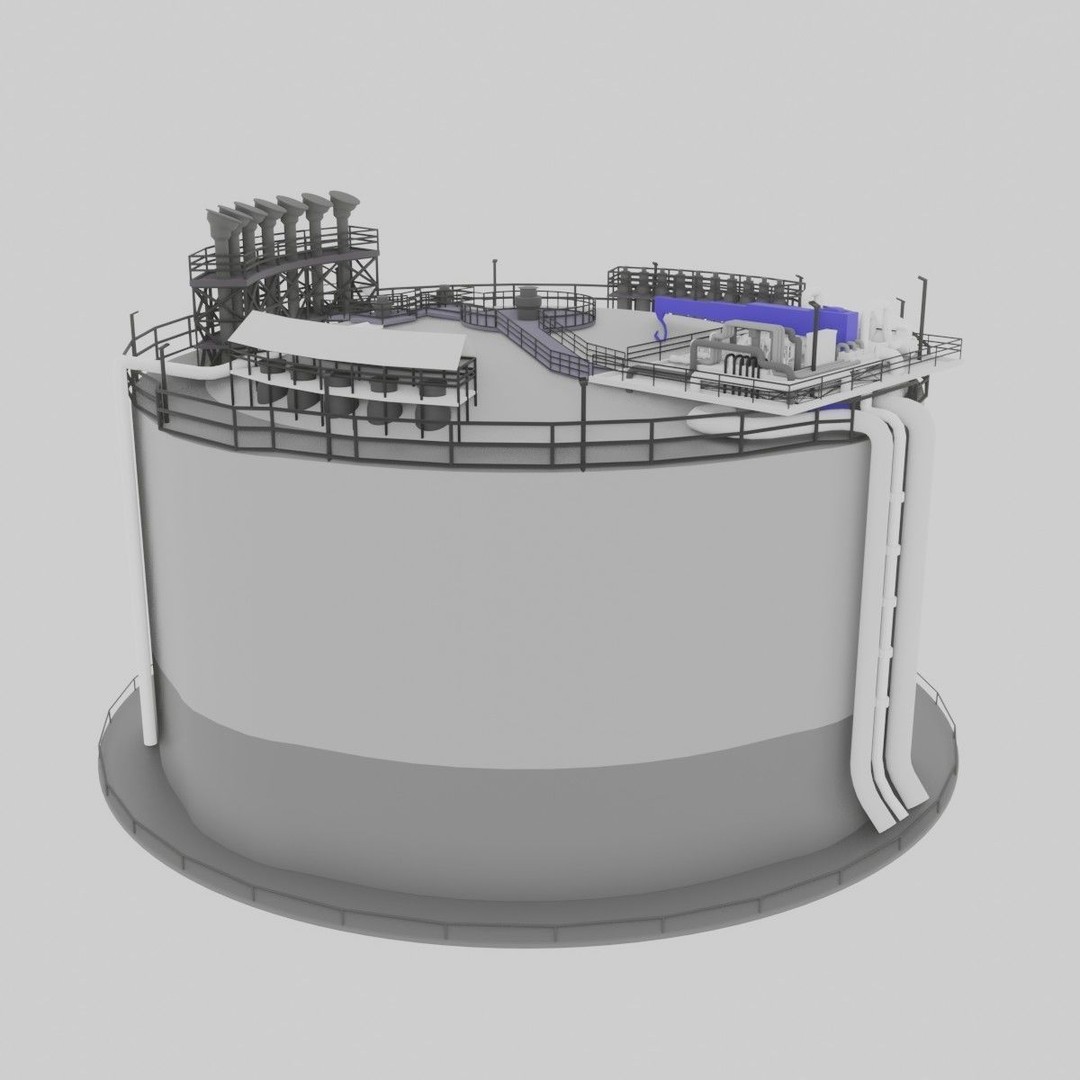 Low-Poly Gas Storage Tank 3D Model – Industrial Asset for Games - View 3