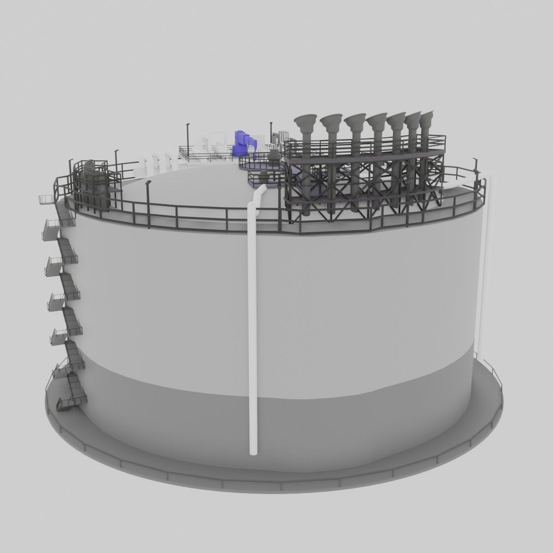 Low-Poly Gas Storage Tank 3D Model – Industrial Asset for Games - View 4