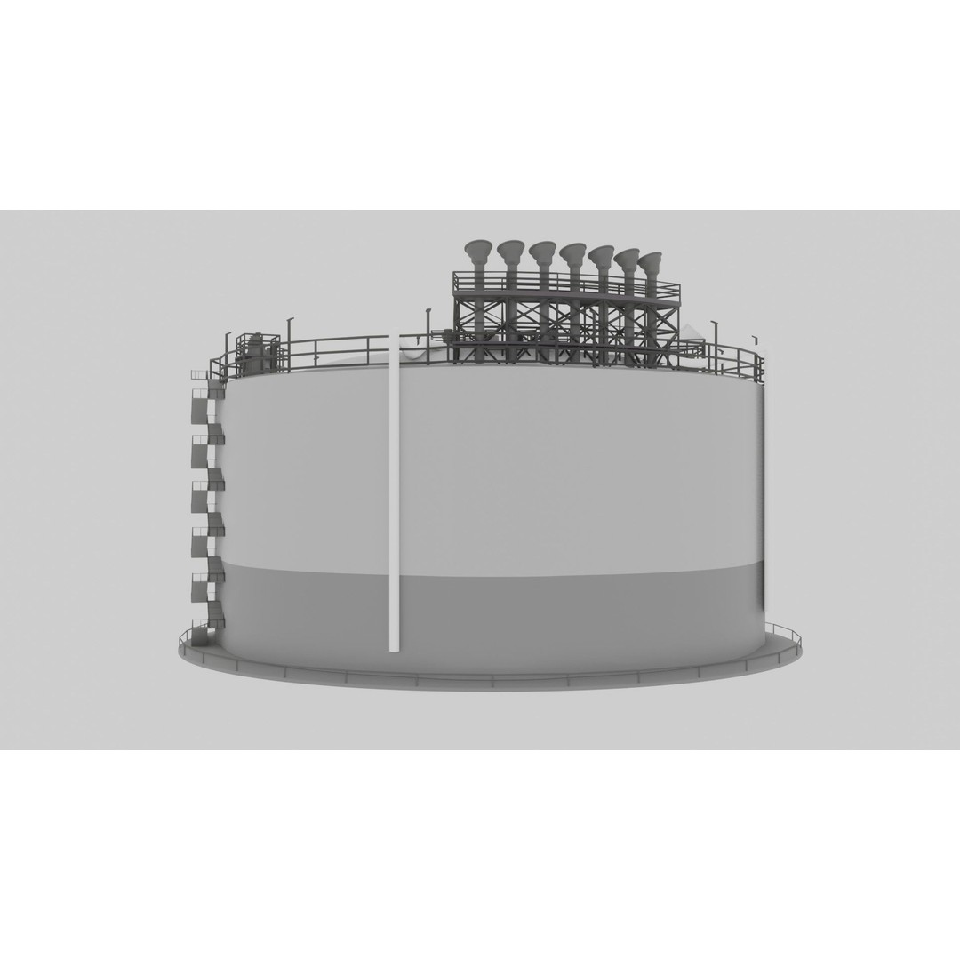 Low-Poly Gas Storage Tank 3D Model – Industrial Asset for Games - View 7