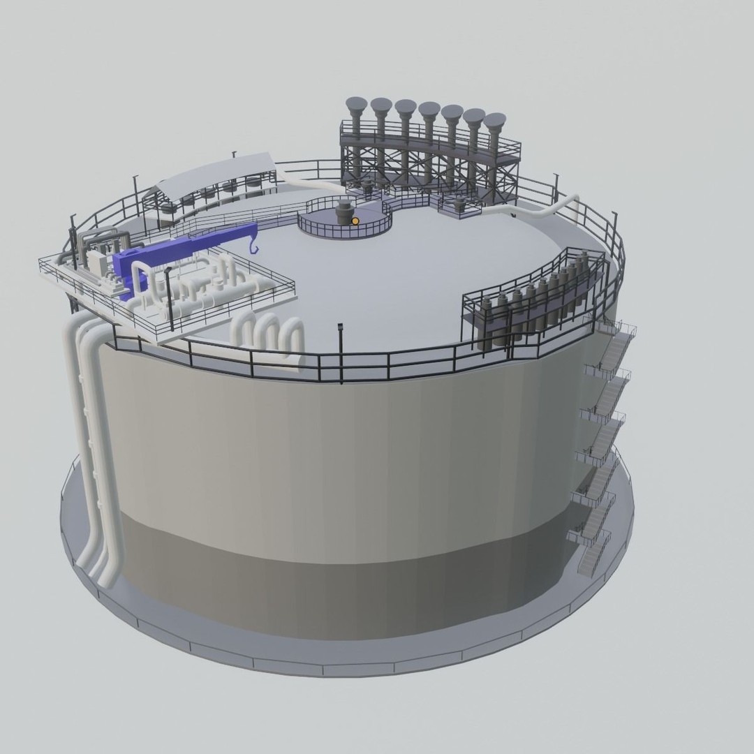 Low-Poly Gas Storage Tank 3D Model – Industrial Asset for Games - View 9