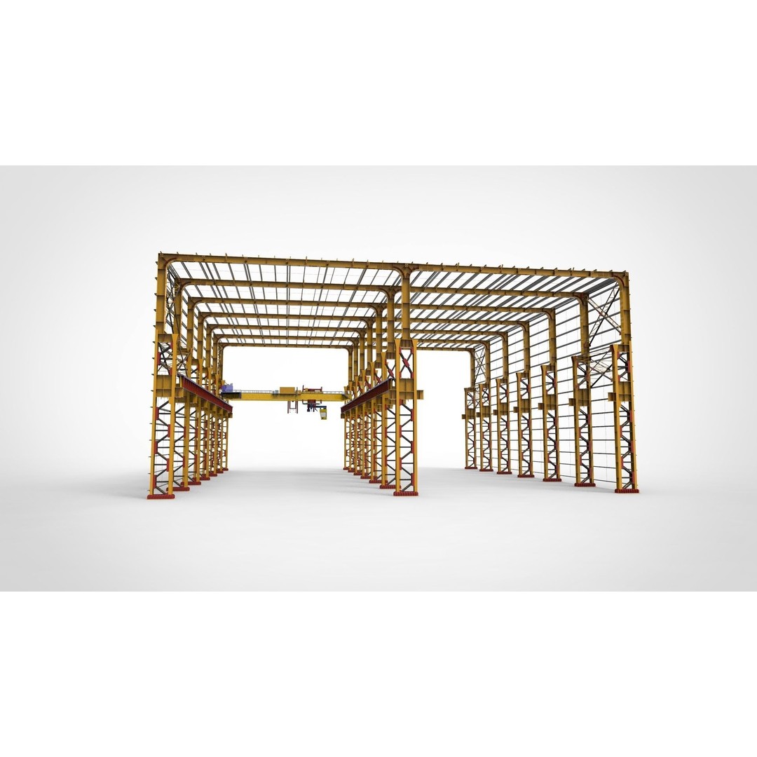 Warehouse 3D Model – Industrial Construction Asset, FBX & OBJ - View 3