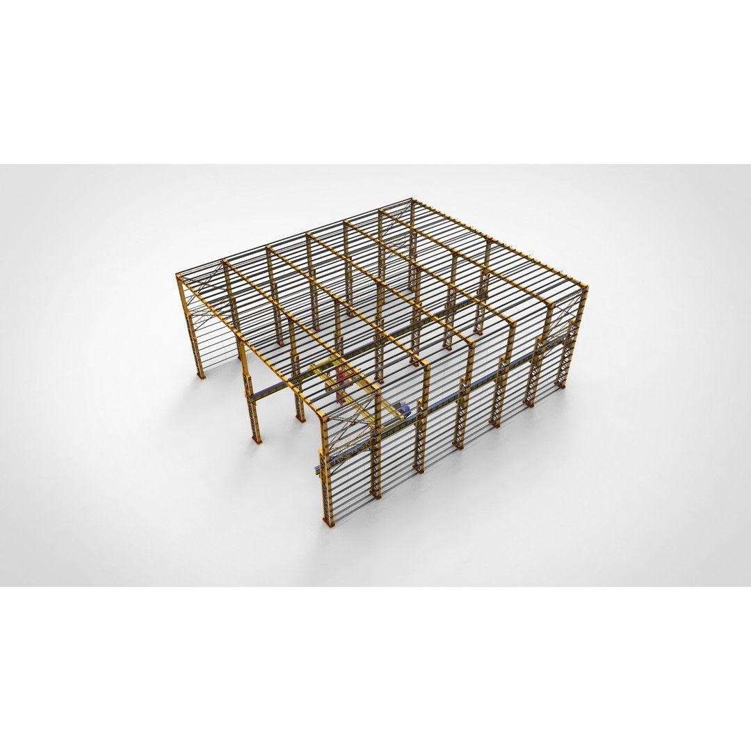 Warehouse 3D Model – Industrial Construction Asset, FBX & OBJ - View 5