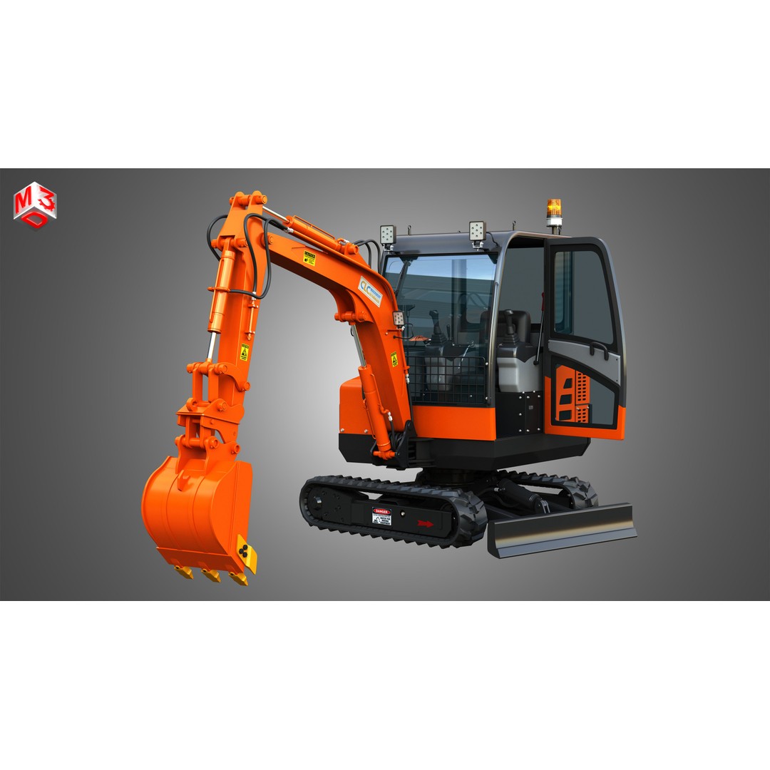 CLC T2500 AA Mini Pelle Excavator 3D Model – High Poly Game Asset, FBX