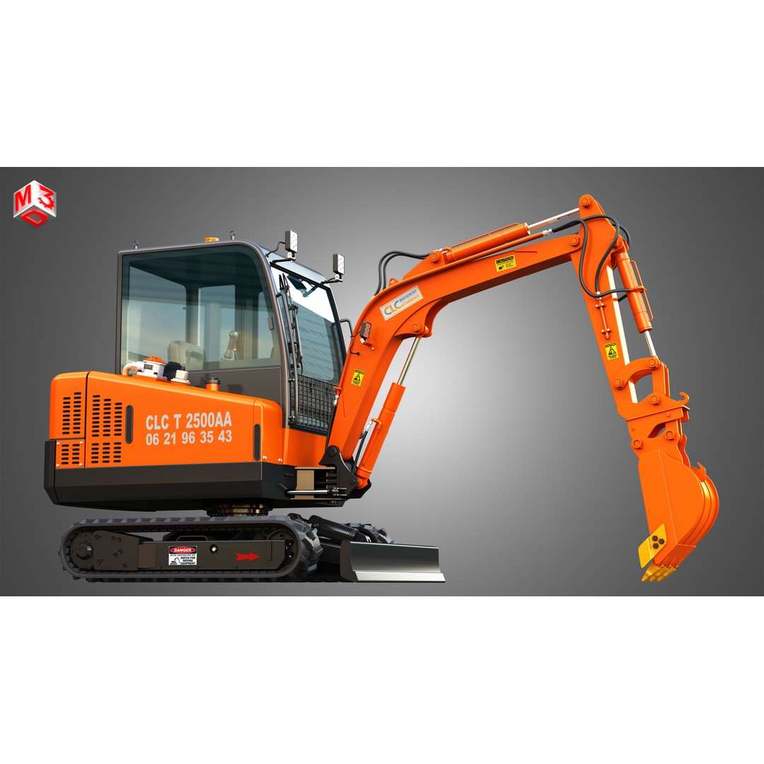 CLC T2500 AA Mini Pelle Excavator 3D Model – High Poly Game Asset, FBX - View 10
