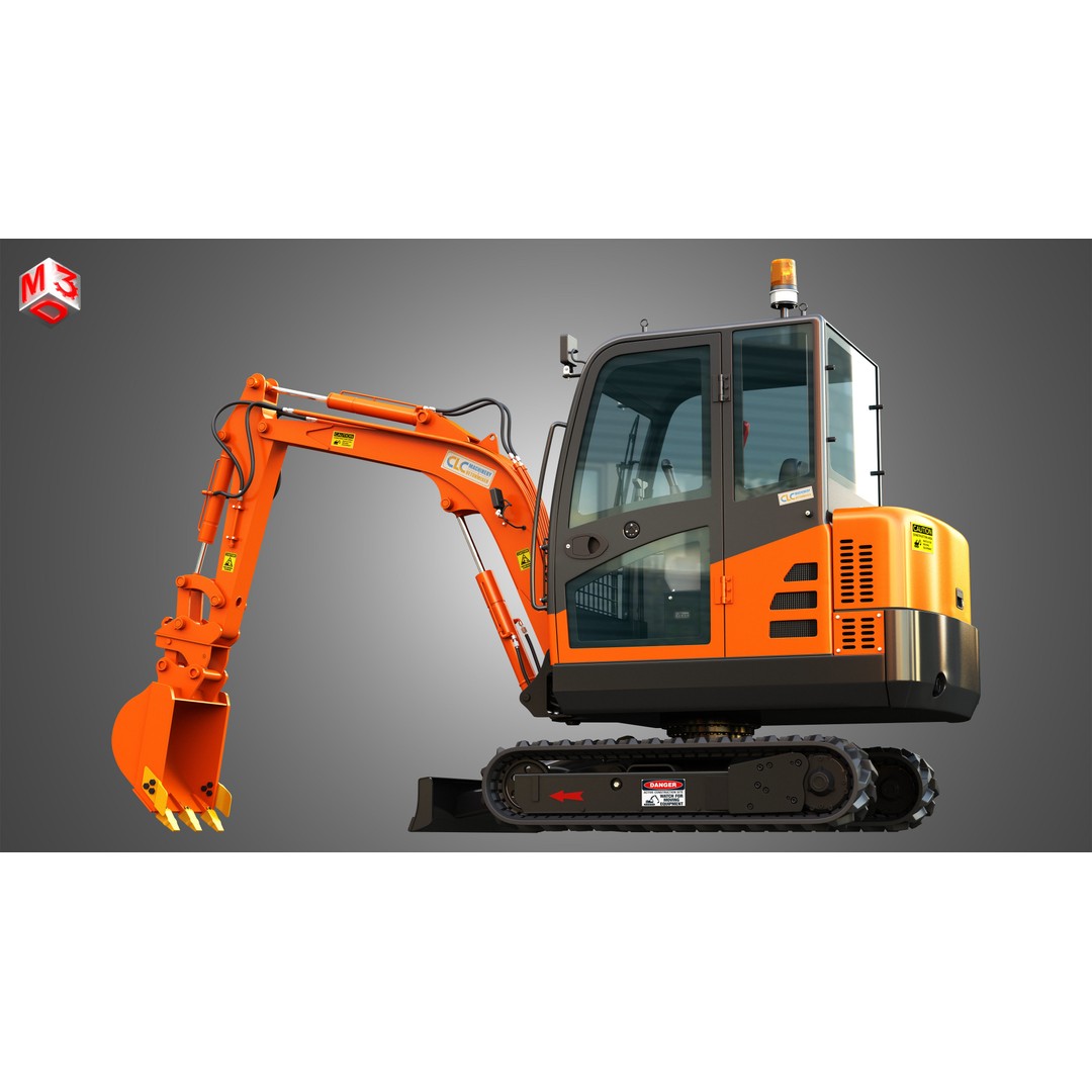 CLC T2500 AA Mini Pelle Excavator 3D Model – High Poly Game Asset, FBX - View 11