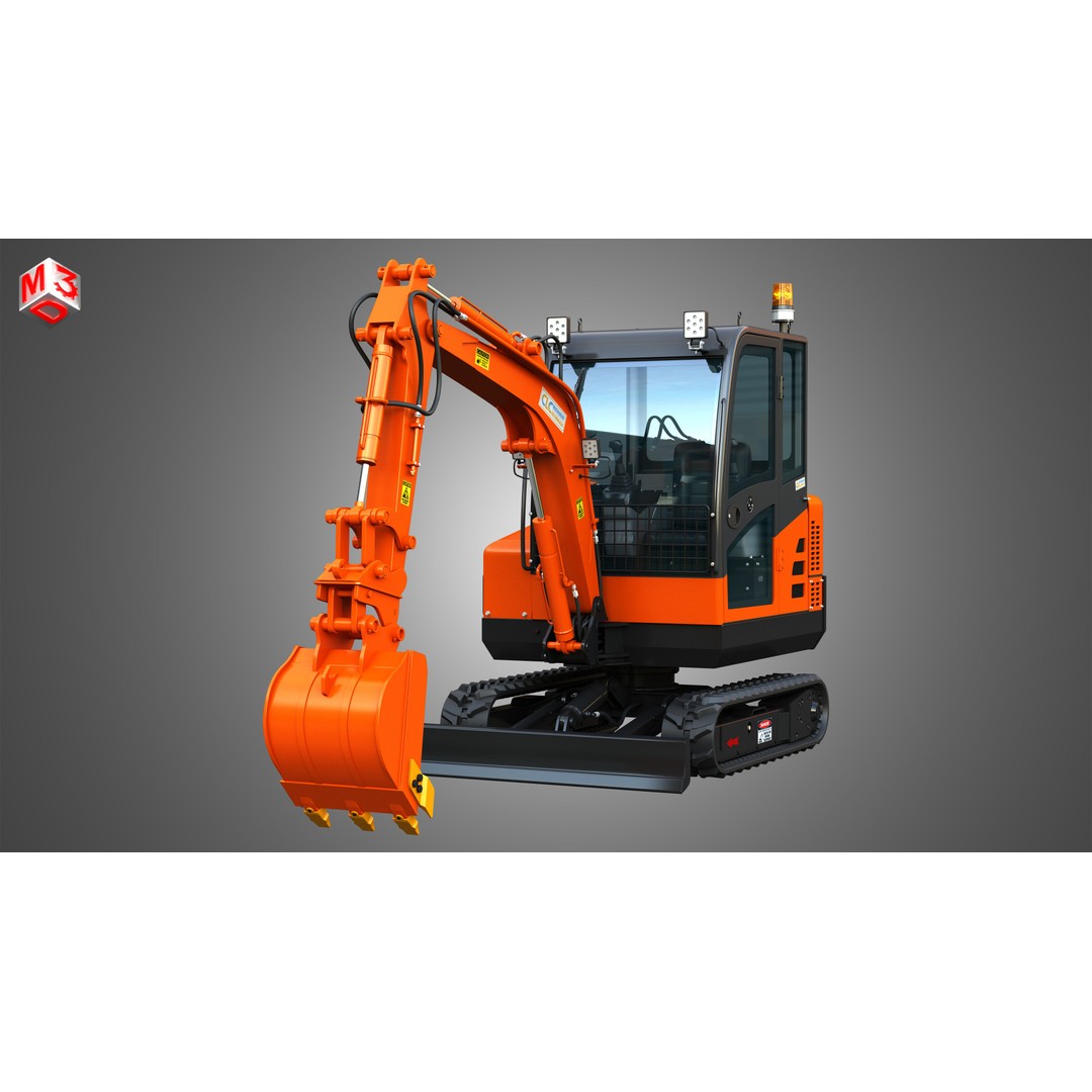 CLC T2500 AA Mini Pelle Excavator 3D Model – High Poly Game Asset, FBX - View 12