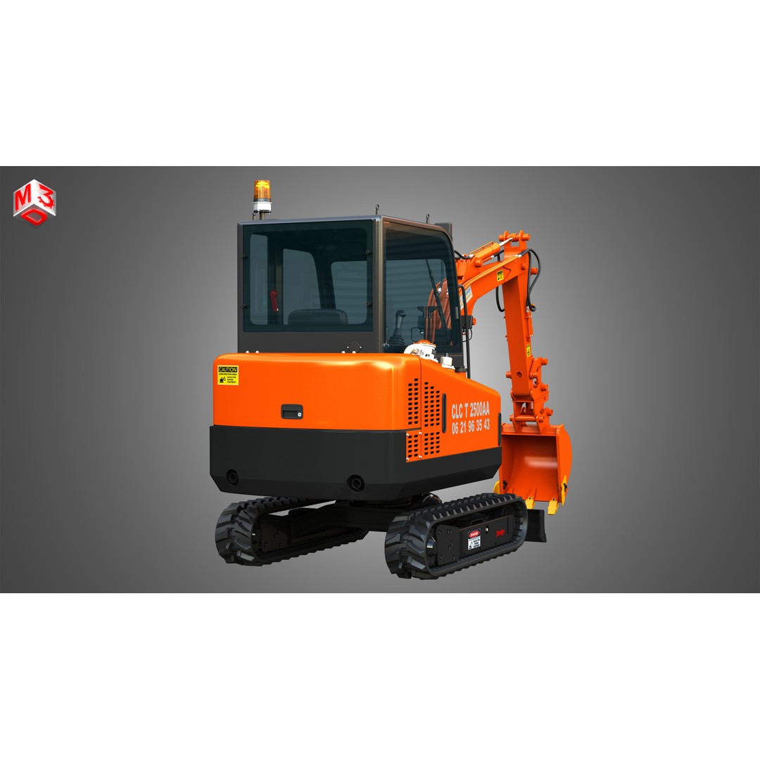 CLC T2500 AA Mini Pelle Excavator 3D Model – High Poly Game Asset, FBX - View 13