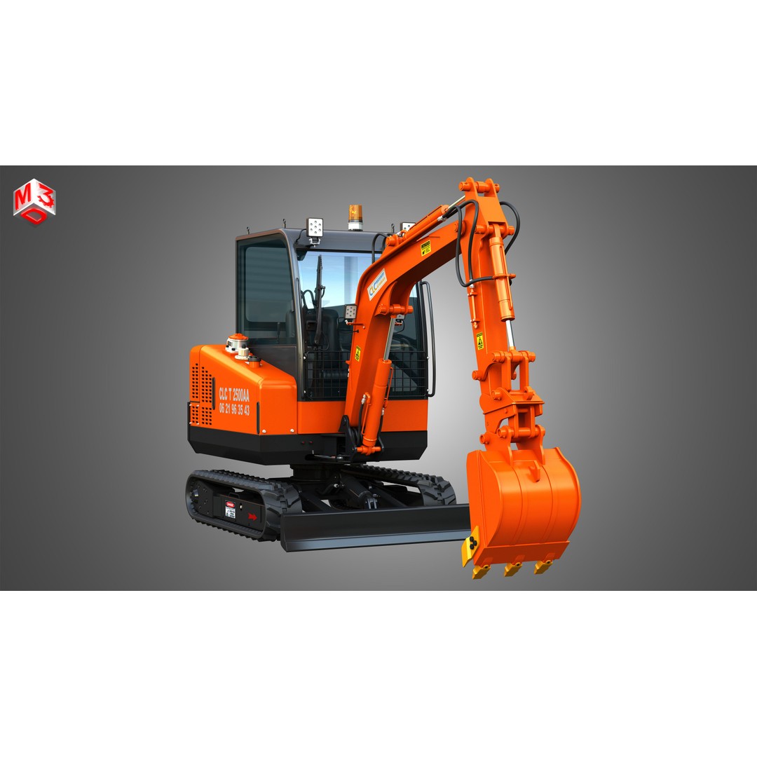 CLC T2500 AA Mini Pelle Excavator 3D Model – High Poly Game Asset, FBX - View 14