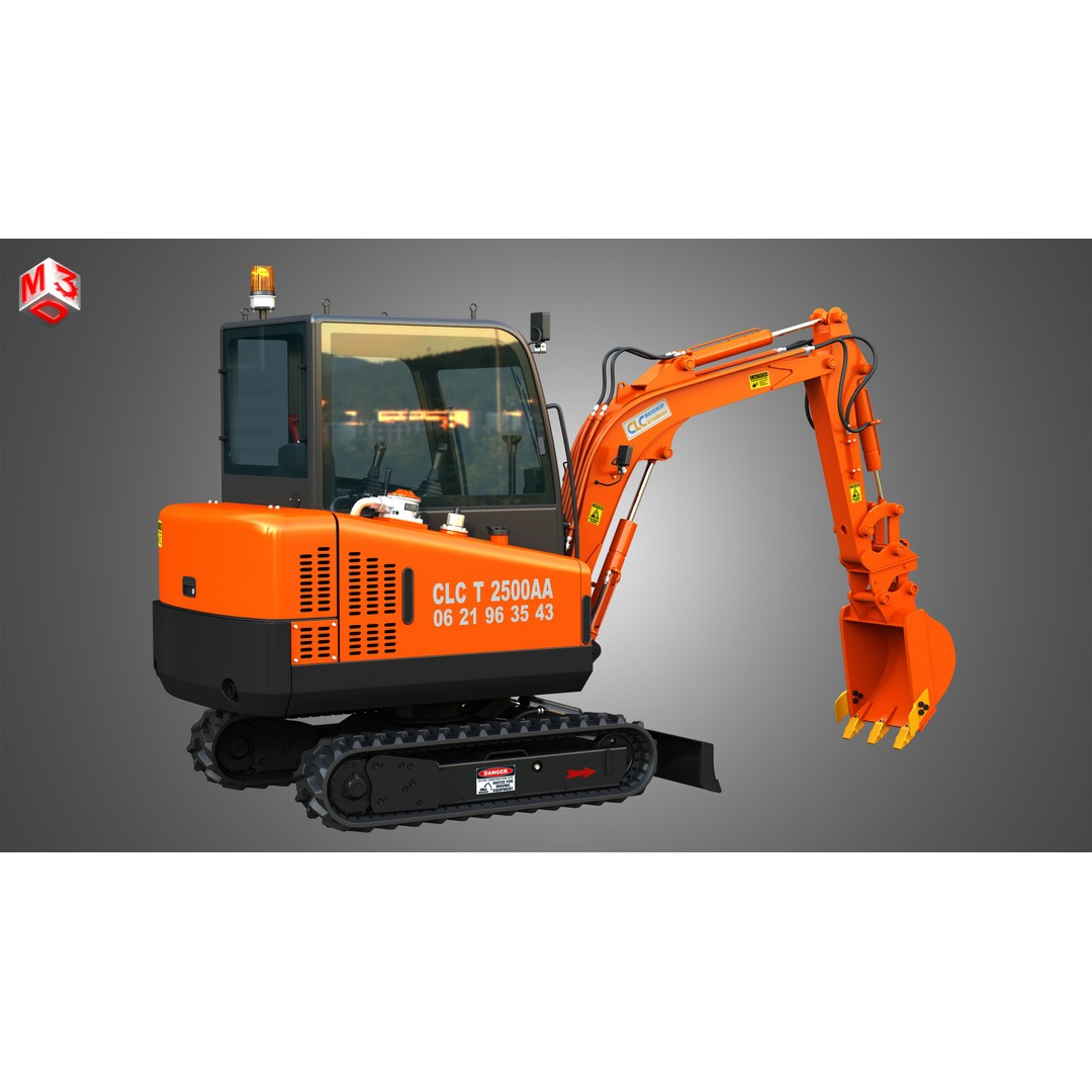 CLC T2500 AA Mini Pelle Excavator 3D Model – High Poly Game Asset, FBX - View 17