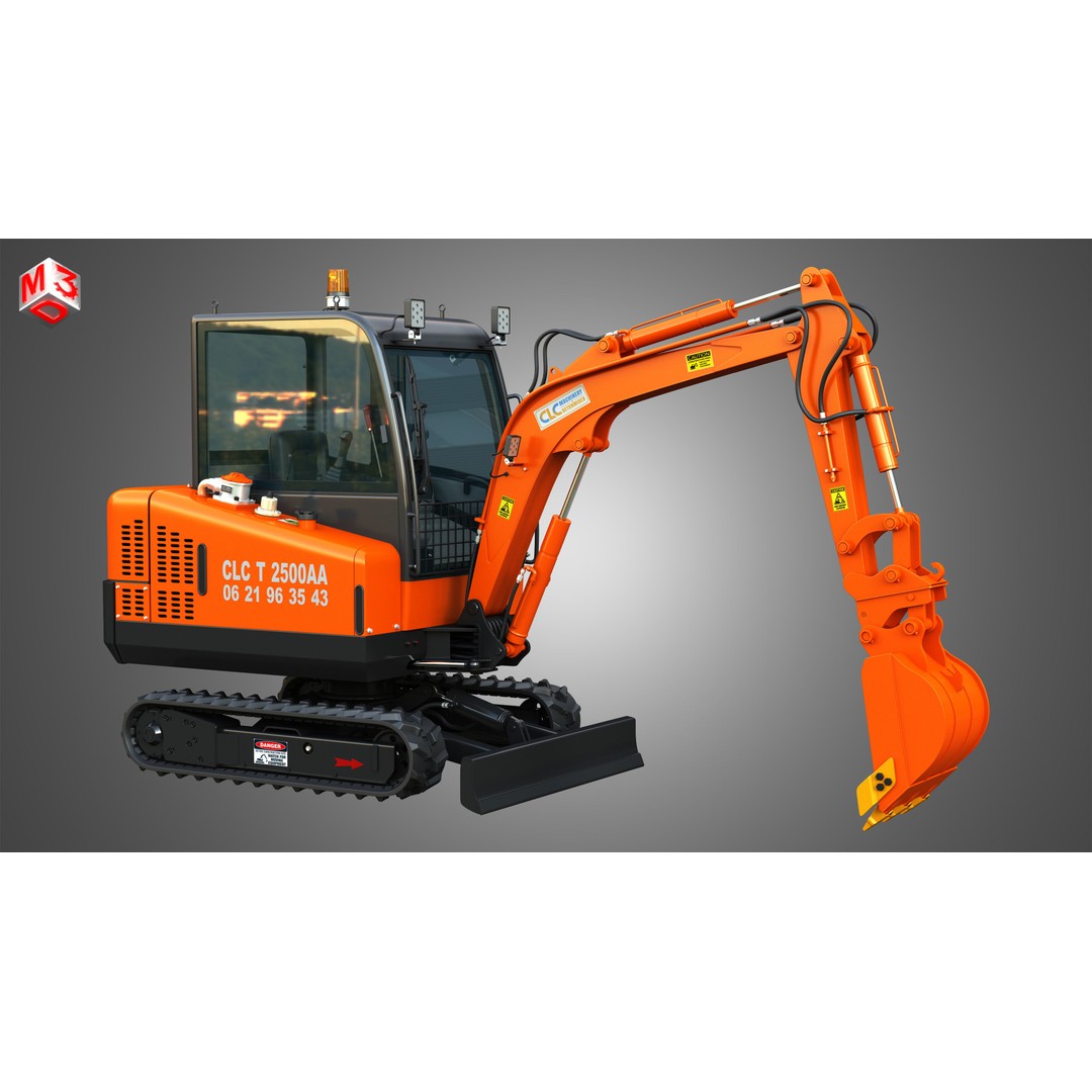 CLC T2500 AA Mini Pelle Excavator 3D Model – High Poly Game Asset, FBX - View 18