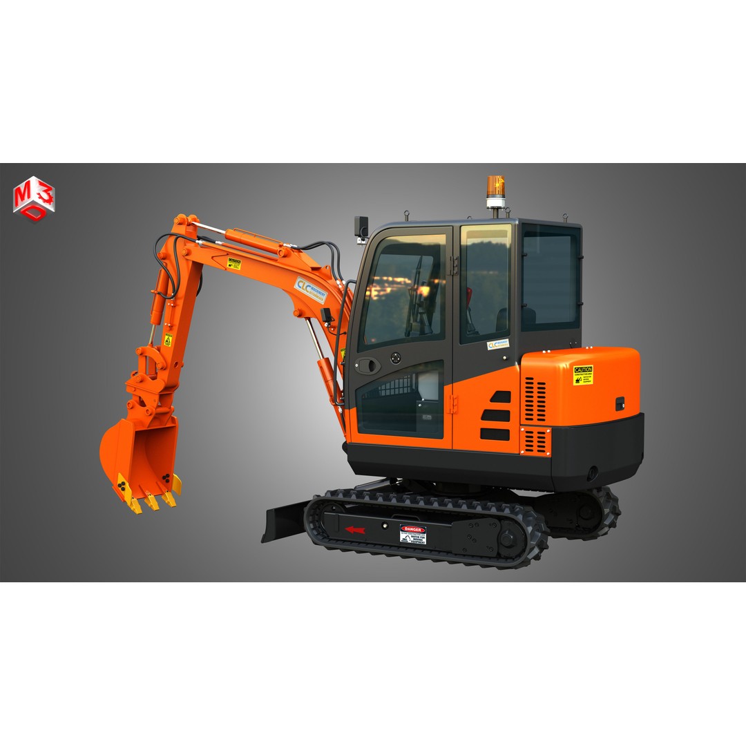 CLC T2500 AA Mini Pelle Excavator 3D Model – High Poly Game Asset, FBX - View 19