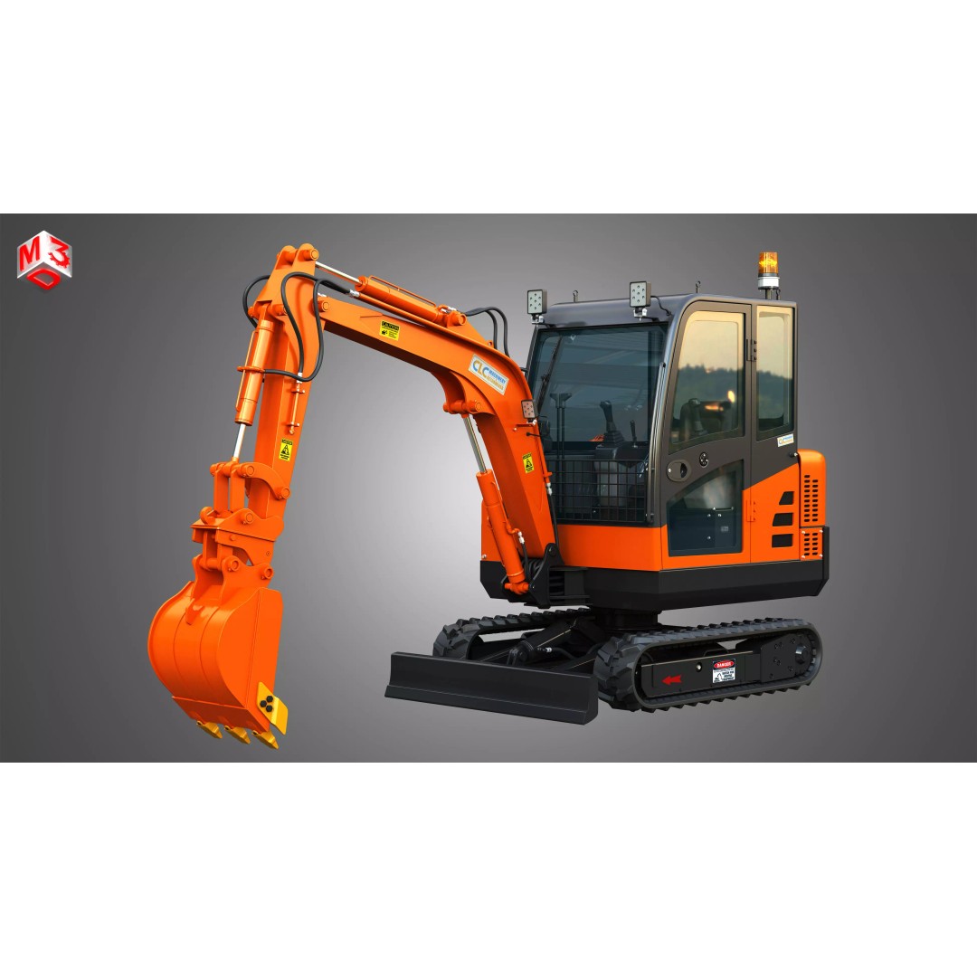 CLC T2500 AA Mini Pelle Excavator 3D Model – High Poly Game Asset, FBX - View 2