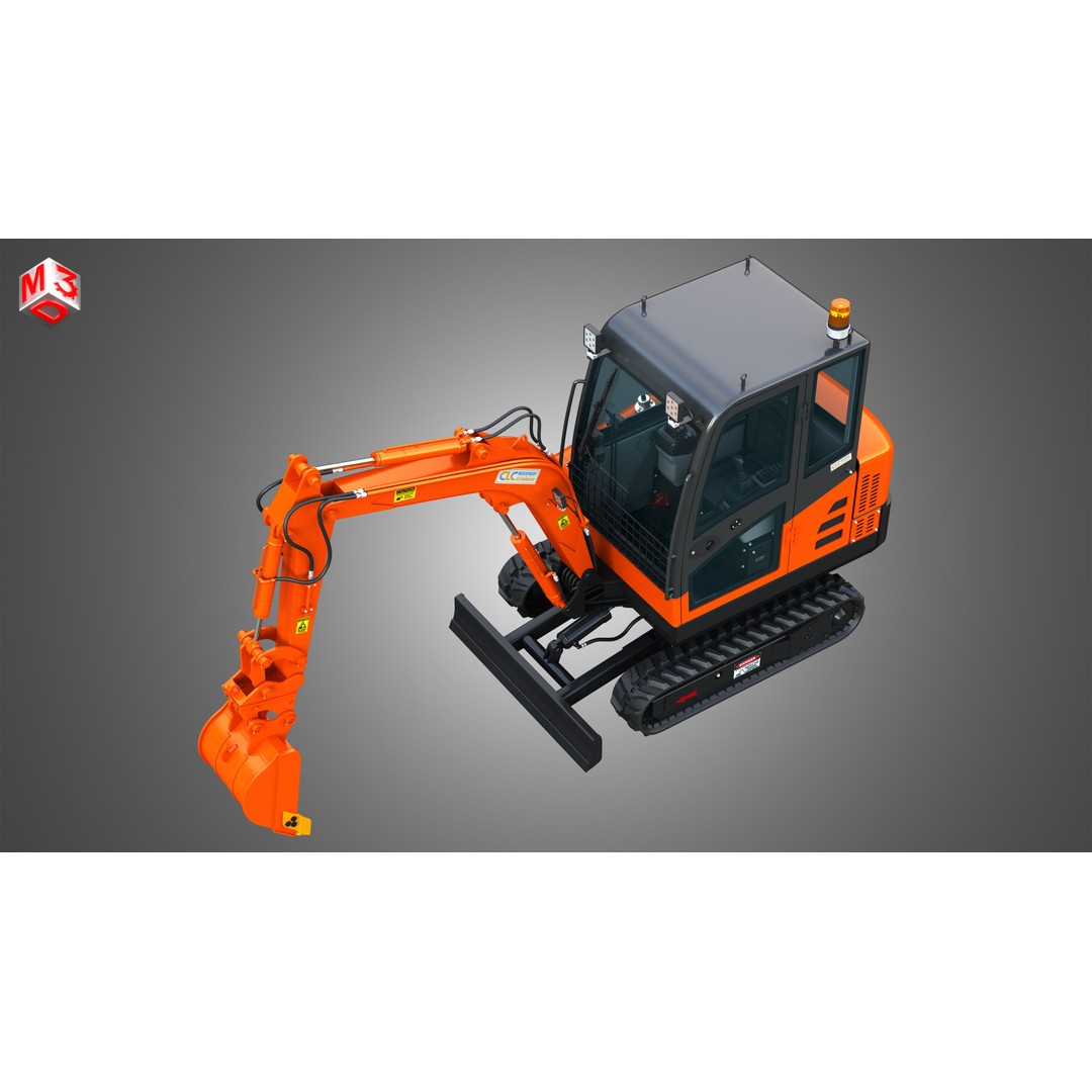 CLC T2500 AA Mini Pelle Excavator 3D Model – High Poly Game Asset, FBX - View 20
