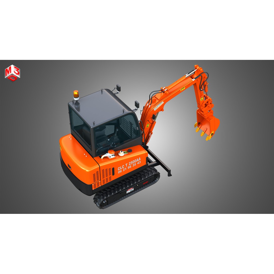 CLC T2500 AA Mini Pelle Excavator 3D Model – High Poly Game Asset, FBX - View 21