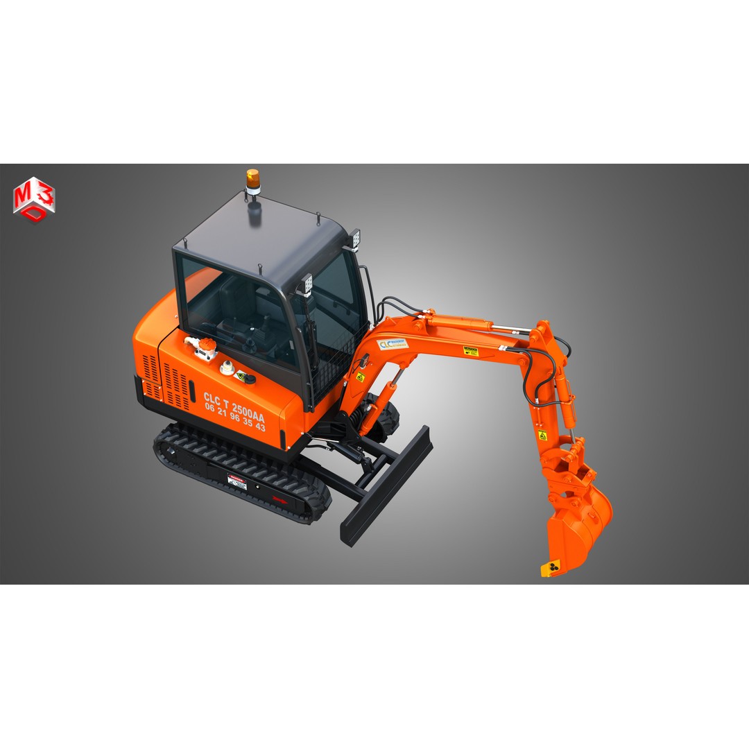CLC T2500 AA Mini Pelle Excavator 3D Model – High Poly Game Asset, FBX - View 22