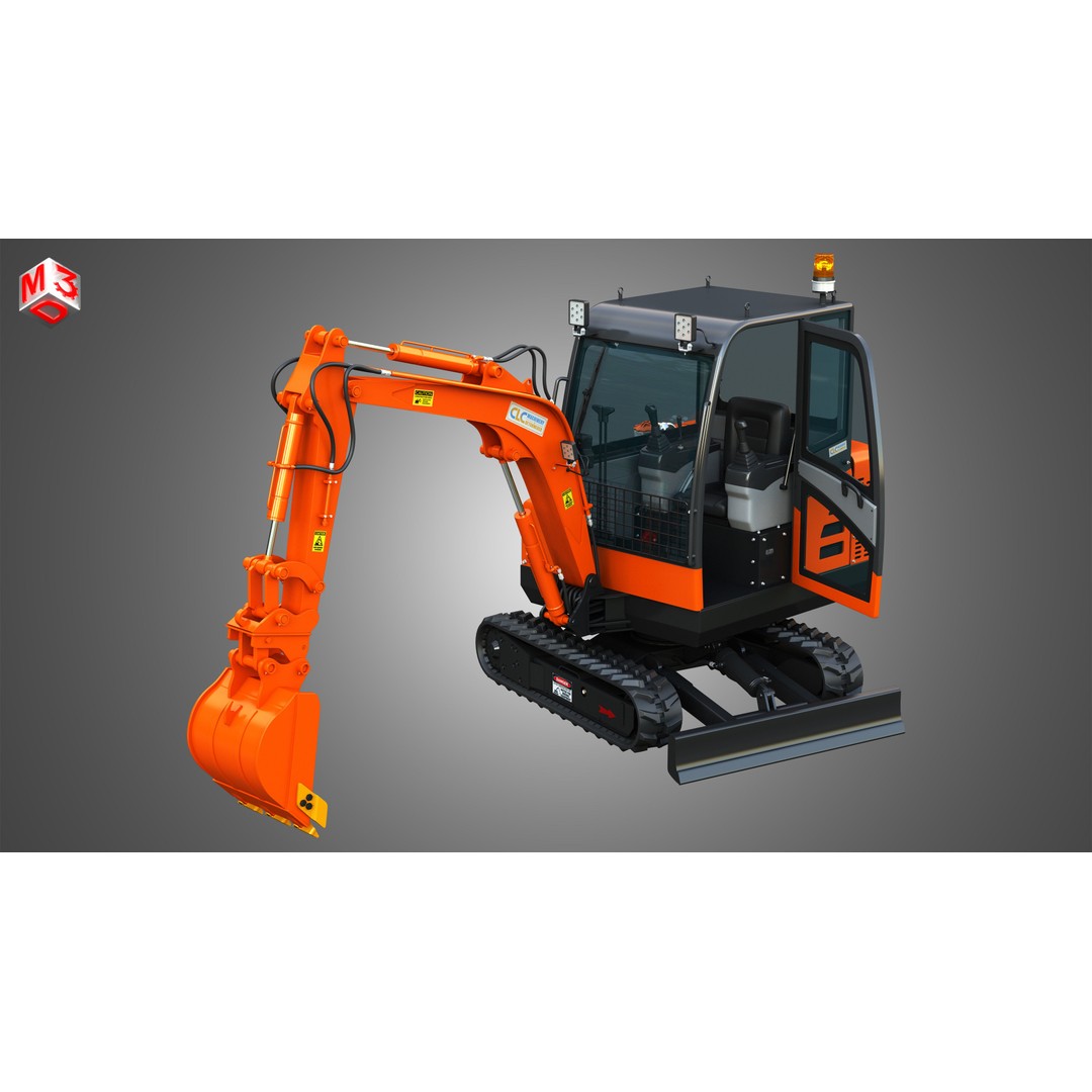 CLC T2500 AA Mini Pelle Excavator 3D Model – High Poly Game Asset, FBX - View 24
