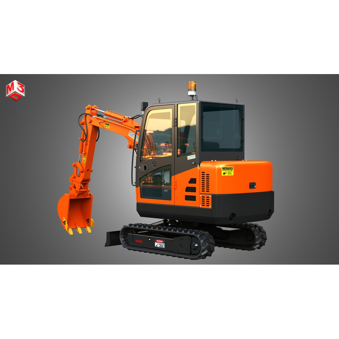 CLC T2500 AA Mini Pelle Excavator 3D Model – High Poly Game Asset, FBX - View 5