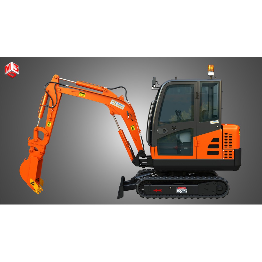 CLC T2500 AA Mini Pelle Excavator 3D Model – High Poly Game Asset, FBX - View 6