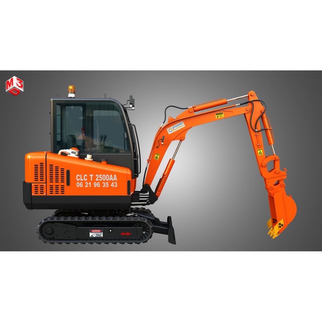 CLC T2500 AA Mini Pelle Excavator 3D Model – High Poly Game Asset, FBX - View 7