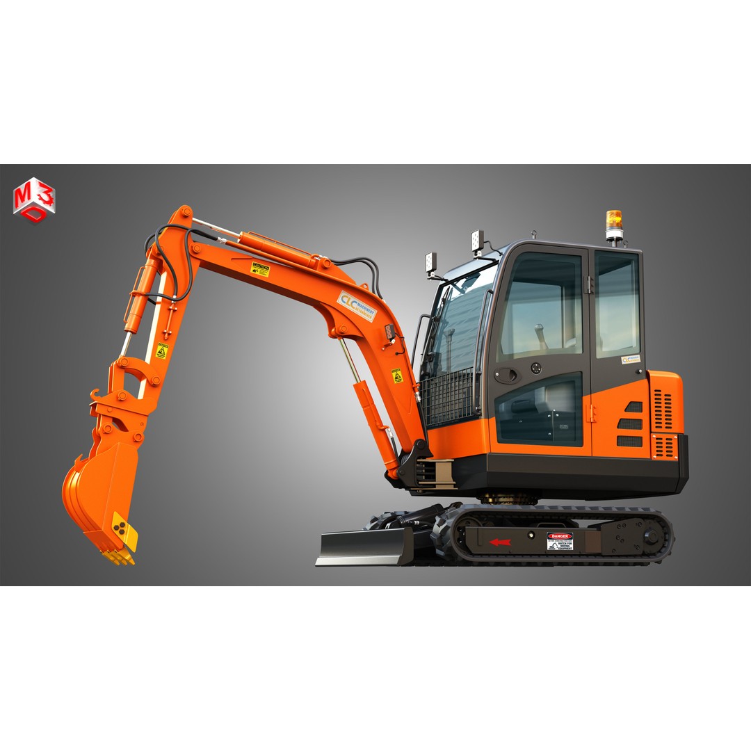 CLC T2500 AA Mini Pelle Excavator 3D Model – High Poly Game Asset, FBX - View 8