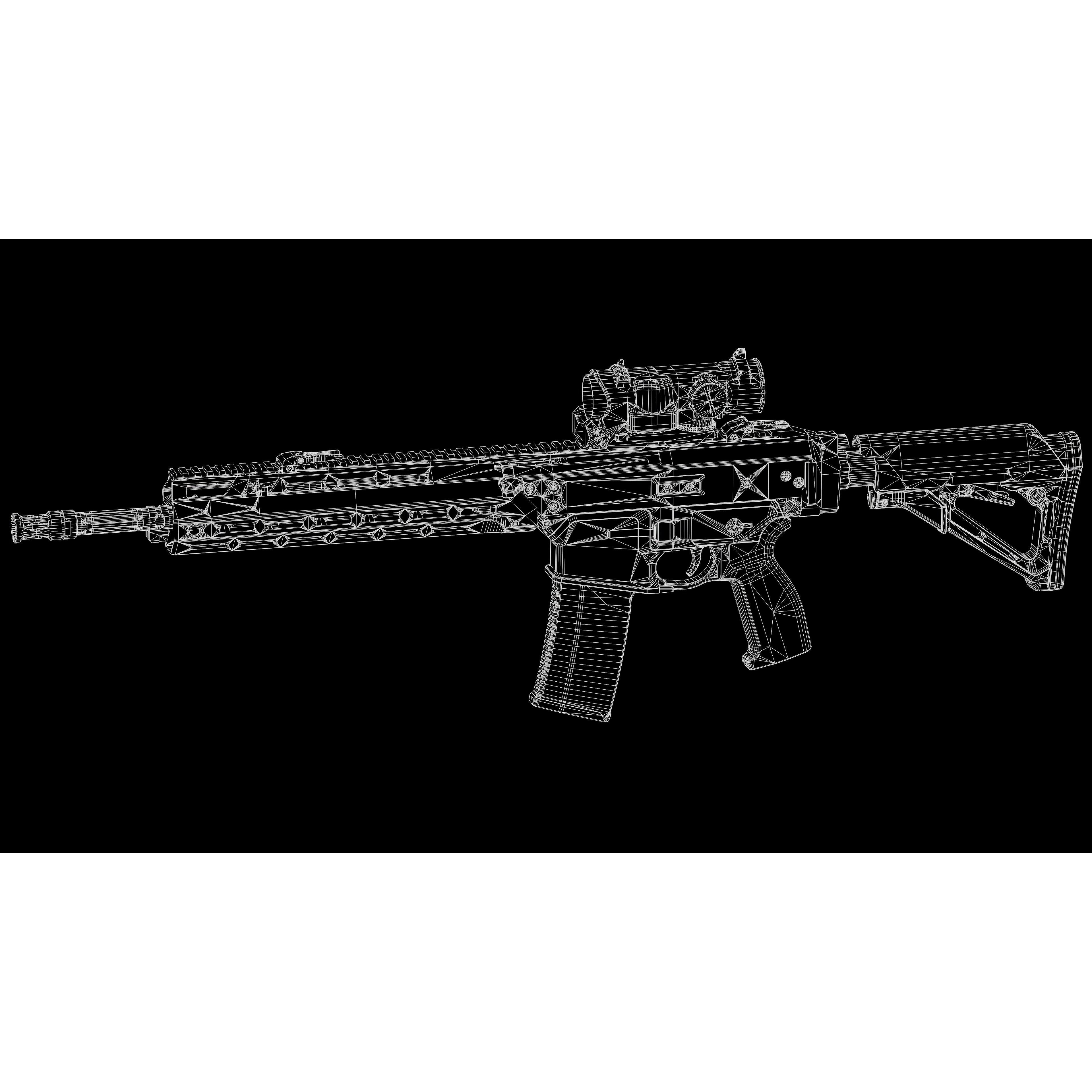 MSBS GROT Modular Assault Rifle - Low-Poly Game-Ready 3D Model