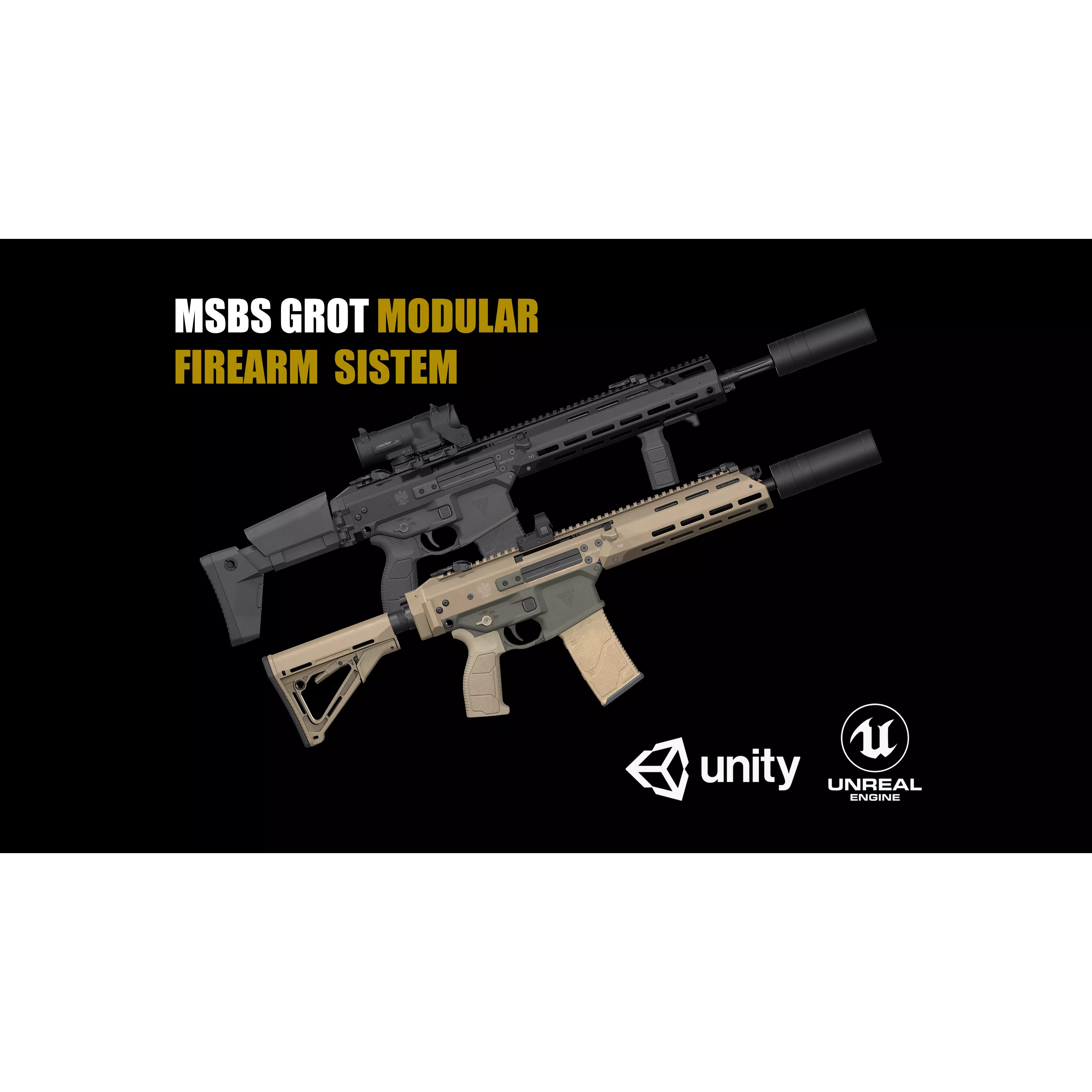 MSBS GROT Modular Assault Rifle - Low-Poly Game-Ready 3D Model - View 2