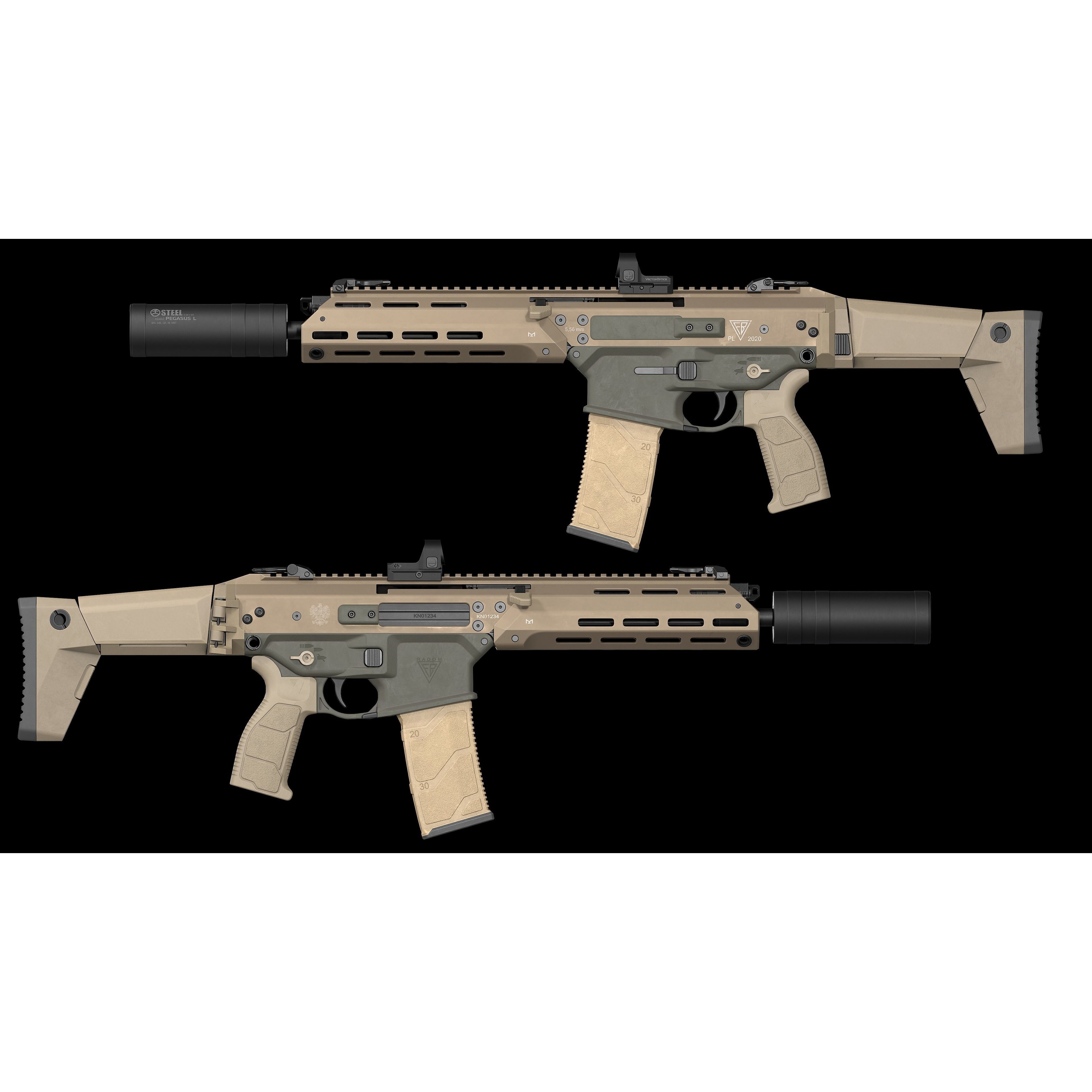 MSBS GROT Modular Assault Rifle - Low-Poly Game-Ready 3D Model - View 9