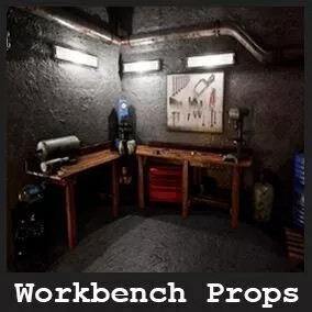 Workbench Props 3D Model – Low Poly Industrial Assets, FBX