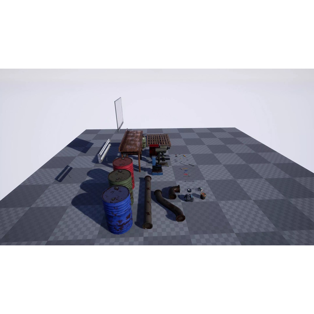 Workbench Props 3D Model – Low Poly Industrial Assets, FBX - View 14