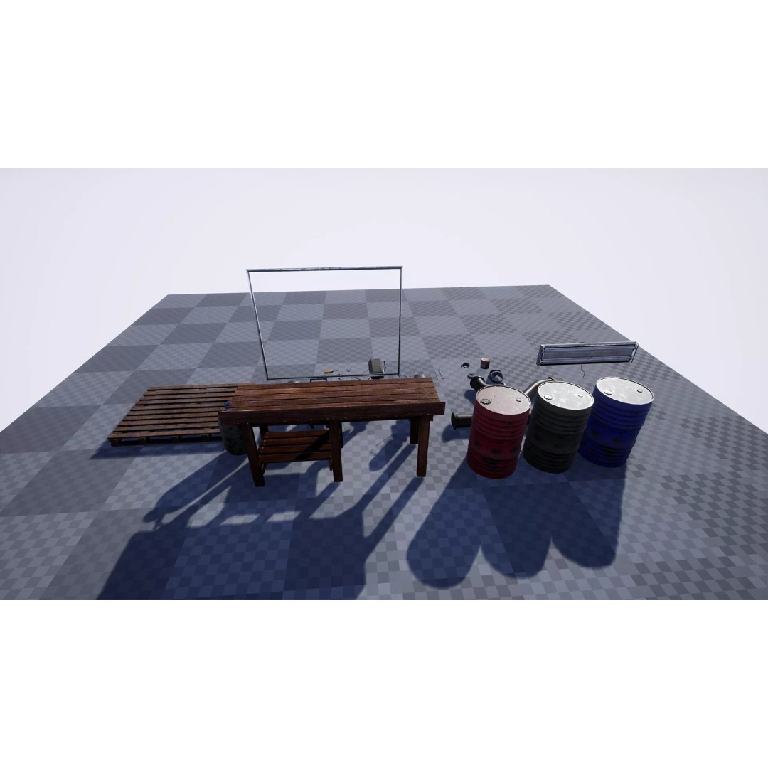 Workbench Props 3D Model – Low Poly Industrial Assets, FBX - View 15