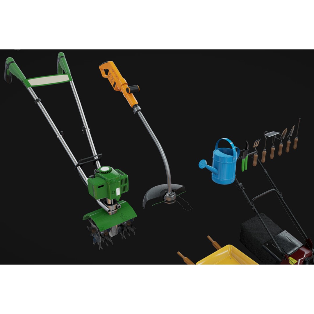 Gardening Tool Pack 3D Model – Low Poly PBR Asset, FBX & Blender - View 10