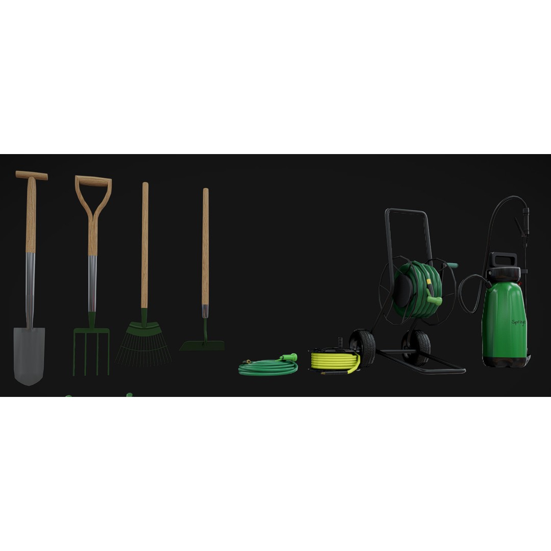 Gardening Tool Pack 3D Model – Low Poly PBR Asset, FBX & Blender - View 12
