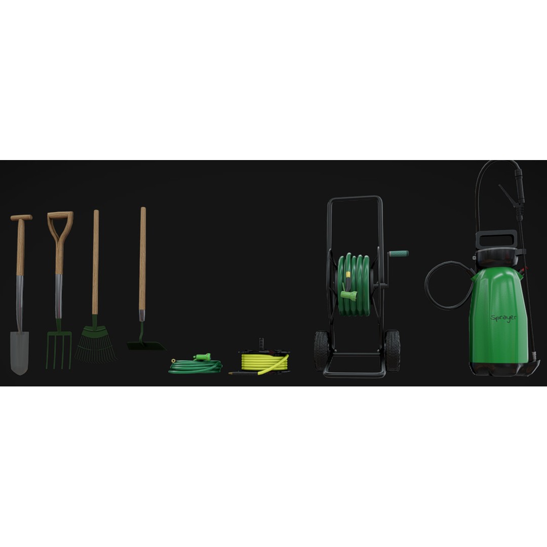 Gardening Tool Pack 3D Model – Low Poly PBR Asset, FBX & Blender - View 13