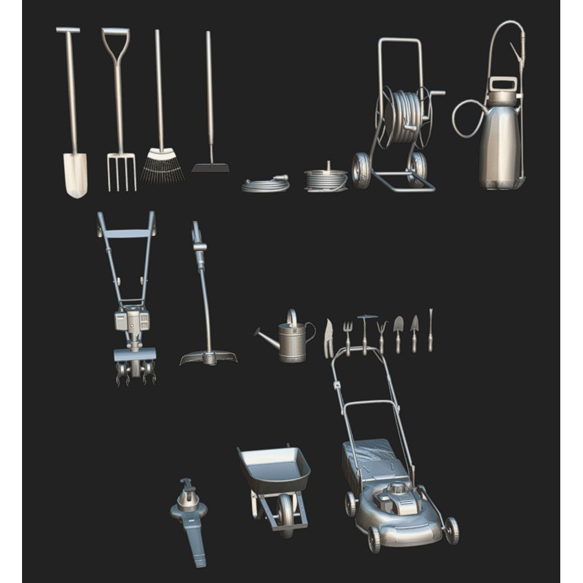 Gardening Tool Pack 3D Model – Low Poly PBR Asset, FBX & Blender - View 16