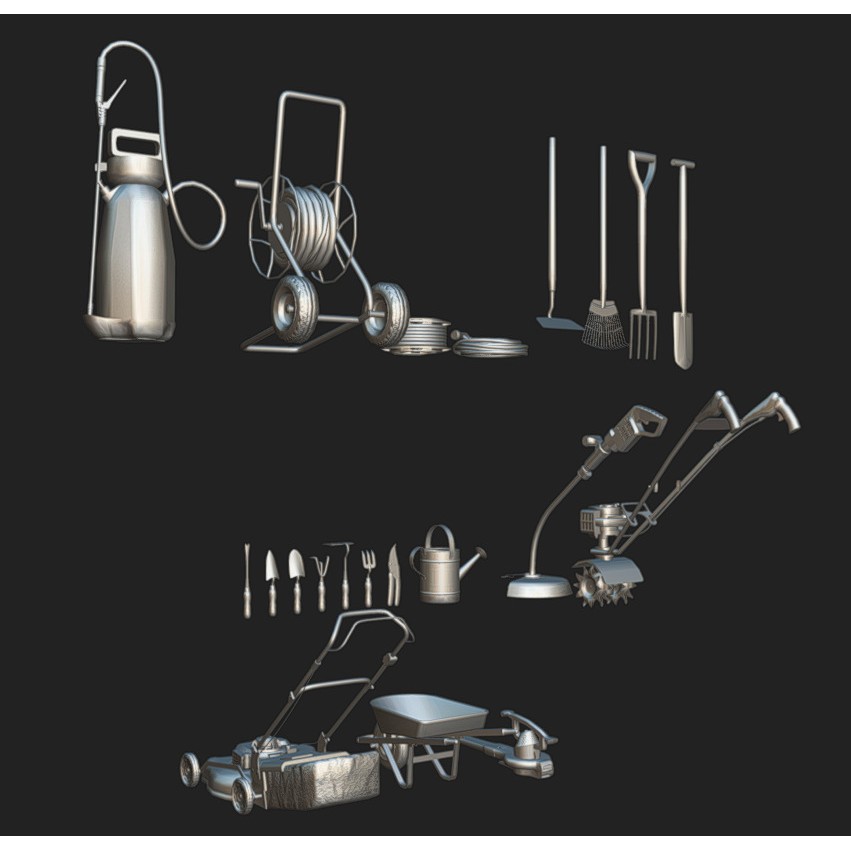 Gardening Tool Pack 3D Model – Low Poly PBR Asset, FBX & Blender - View 17